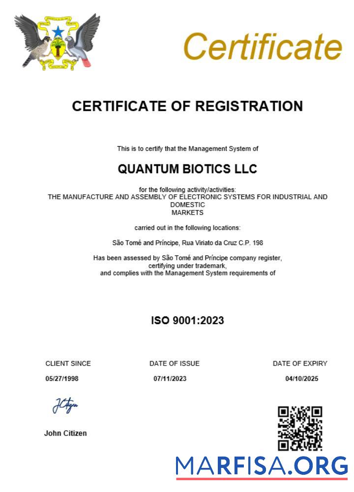 Realistic São Tomé and Príncipe business registration certificate Word and PDF template